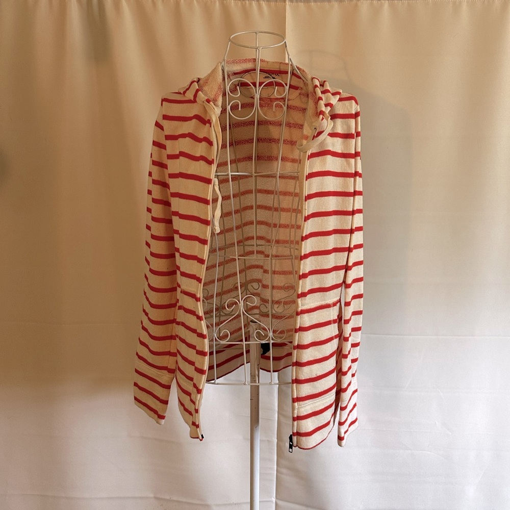 MERONA white with orange vertical stripes zippered hoody sweatshirt. Size small